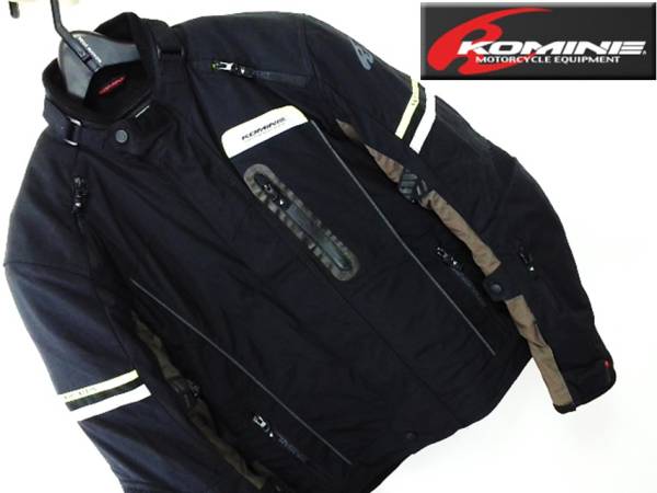 ☆KOMINEコミネ ライダース ジャケット黒ナイロン レーシング2XL