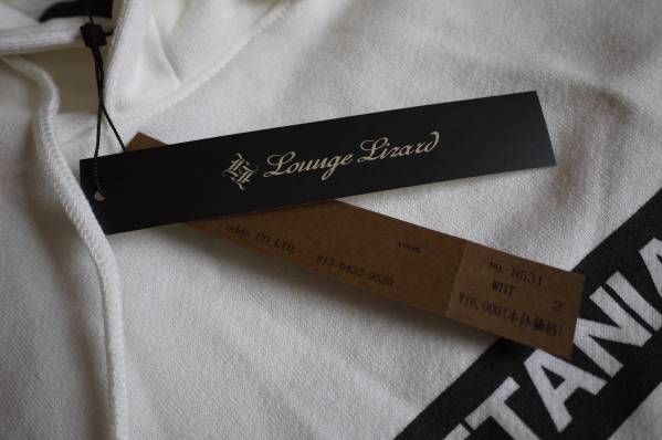 新品 LOUNGELIZARD ラウンジリザードBRETTANIAIパーカー白2(実V)