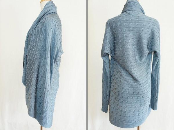 W*ラルフローレンRALPH LAUREN* シルク　カーディガン/ブルー