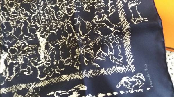 ★エルメスシルクバンダナネイビー新品ショップカード付き★