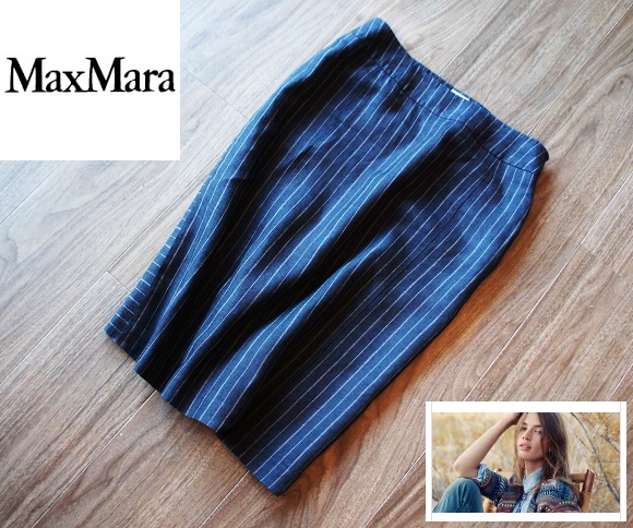 MAXMARAマックスマーラ/リネンストライプデザインスカート