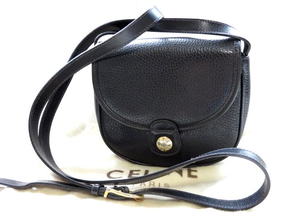 CELINE セリーヌ レザー ヴィンテージ ショルダーバッグ 黒