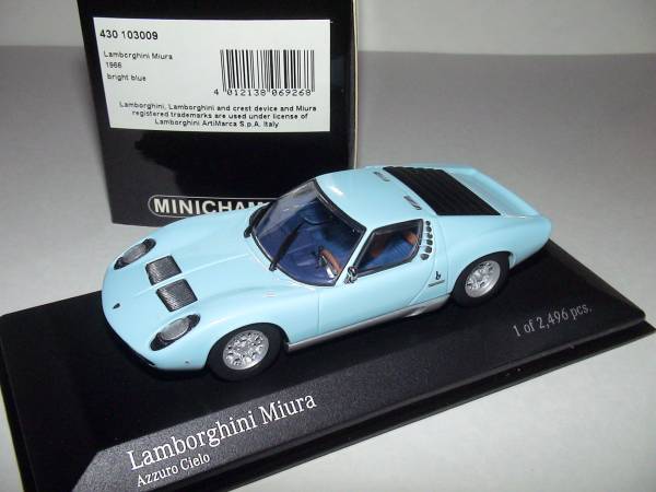 1:43 MINICHAMPS ランボルギーニミウラ 水色Lamborghini Miura 【公式