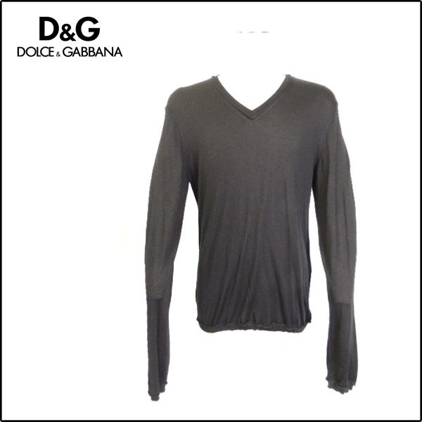 DOLCE&GABBANAドルチェ＆ガッバーナ☆黒 Vネックニット52 シルク 