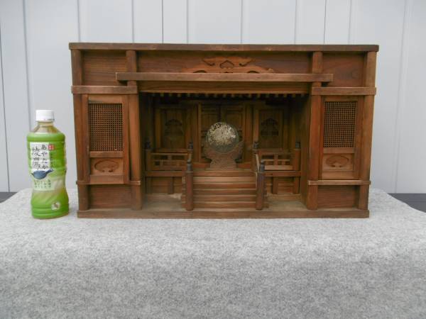 ◆大正～昭和初期　古い神棚　小振りサイズ　指物大工　古鏡_1