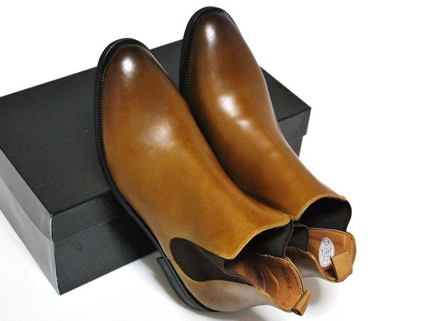 牛革★新品　レザーサイドゴアブーツ　ライトブラウン