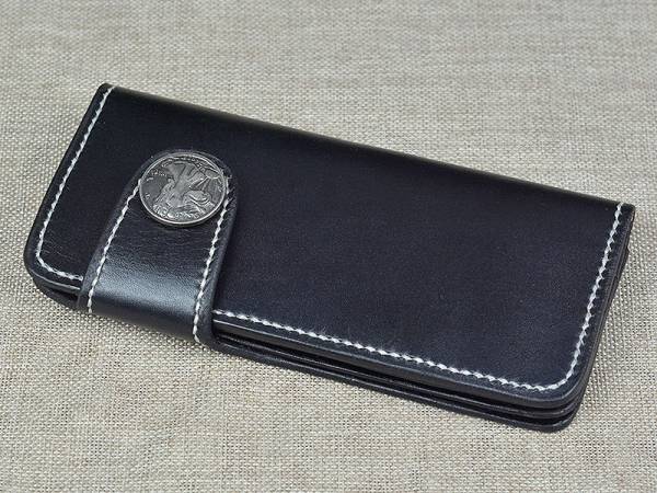 ハンドメイド長財布◆栃木レザー◆本革◆小銭入れあり18
