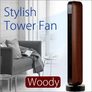 送無★タワーファン　ウッディ 木目 扇風機 リビングファン 冷房