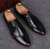 メンズイギリス風レトロシューズビジネスカジュアル黒26cm