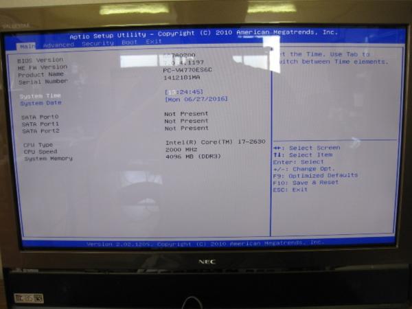 管8107【NEC】VALUESTAR VW770/E ★i7-2.0/HDDなし/4G/BIOS可能