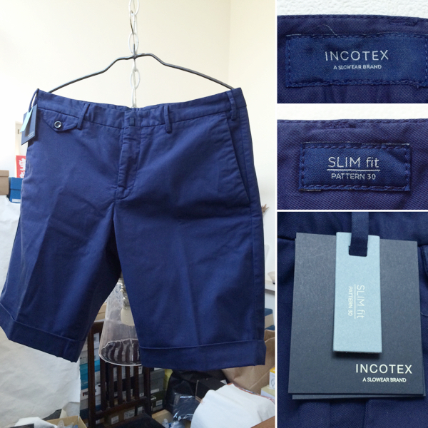 新品 インコテックス INCOTEX 2016SS　slim fit ショーツ 46 紺