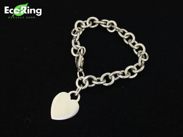 1円 ティファニー 925刻印有 ハートタグ ブレスレット 銀 CW619