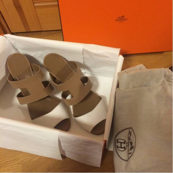 HERMES エルメス サンダル ベージュ 白 37.5 37 38