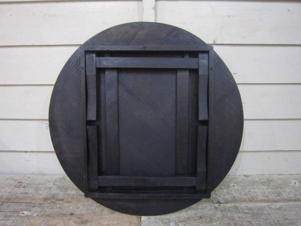 ♪古い木味アンティーク折り脚テーブル/丸ちゃぶ台レトロ座卓