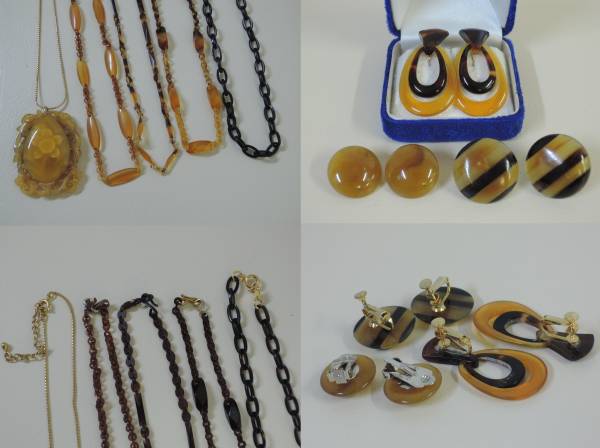 本鼈甲ネックレス イヤリング ブローチ ペンダントトップ 全15品 美品
