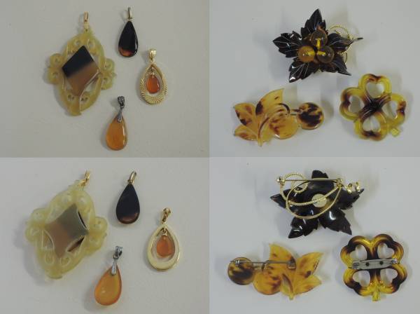 本鼈甲ネックレス イヤリング ブローチ ペンダントトップ 全15品 美品