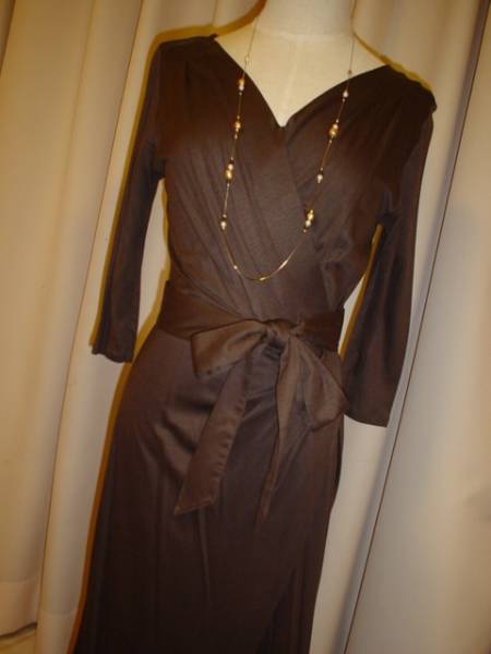 クードシャンス　CdeC 美ライン 5分袖 茶　ワンピース　36