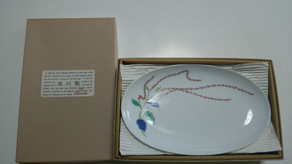 深川製磁☆水引草 楕円多用皿揃 五枚セット