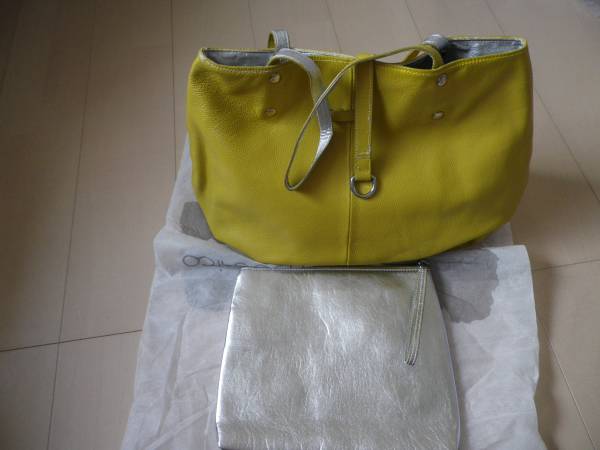 センソユニコ t.b / 牛革トートバッグ/イエロー/訳あり