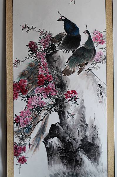 【真作】掛軸　水墨花鳥　松岩に佇む鳥図　墨韻豊かな逸品　V143 増山雪斎 秋景花鳥図｜古美術・掛け軸の販売・買取・鑑定-松本松栄堂