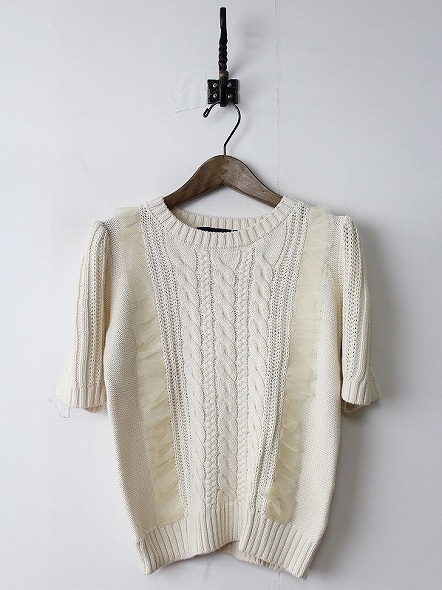 新品 Lois CRAYON ロイスクレヨン オーガンフリルニットM*半袖