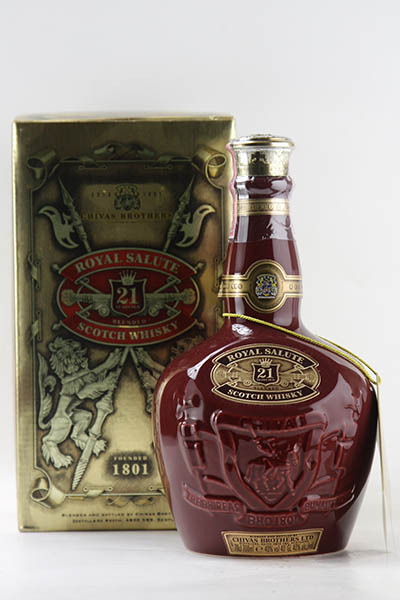 ☆未開栓△ROYAL SALUTE/ロイヤルサルート 21年 赤陶器 箱袋付 古酒