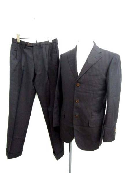 ユナイテッドアローズ スーツ ストライプ ブラウン ブルー 44