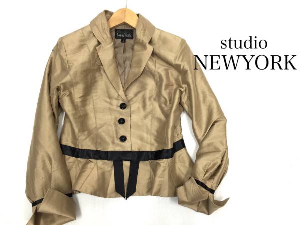 studio new york◆高級シルク100%立体フォルム美ジャケット