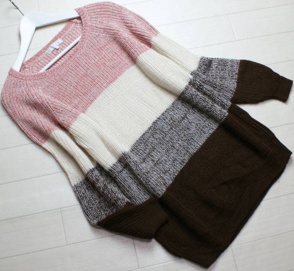 大きい44♪自由区/アルパカ100%デザインニットチュニック美品