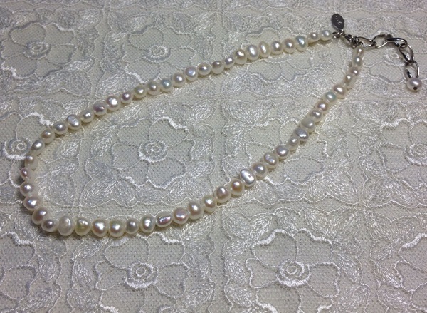 美品◆アガット 淡水パールネックレス シルバー