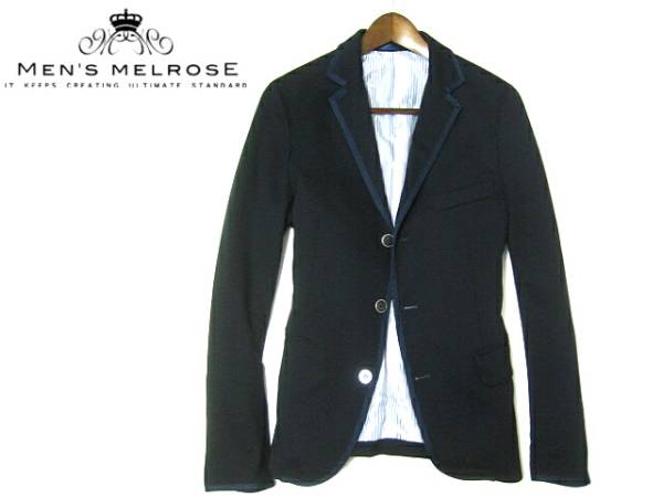 美品▼メンズメルローズ テーラードジャケット パイピング　紺 M