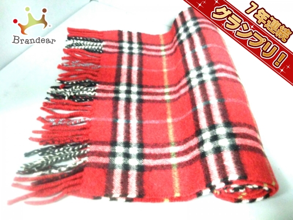 BURBERRY LONDON マフラー 最終販売 バーバリーロンドン マフラー レッド×黒×白 チェック柄