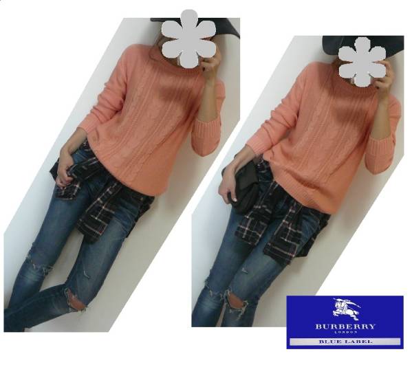 秋冬◆バーバリーブルーレーベル◆リブニットカッソー◆38サイズ