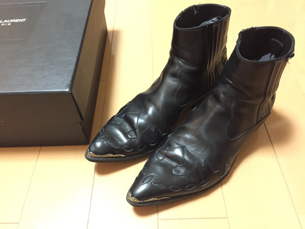 美品】サンローランパリ 14SS ウエスタンバックルヒールブーツ