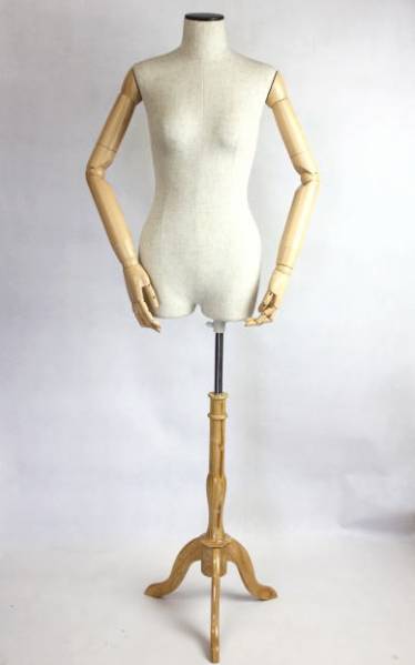 新品訳あり●女性用トルソー 可動式腕付き 木目調 猫足付き A4B