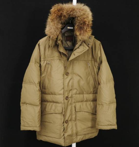 インスパイア ファー フード付 ダウンジャケット Sz.L 茶 メンズ