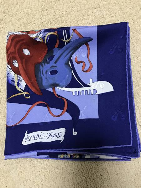 ♪エルメス未使用・スカーフ♪ベニスのカーニバル青紫☆