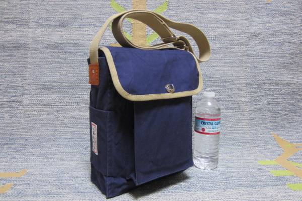 ★一澤帆布/京都★フラップ閉じ/縦型ショルダーバッグ 紺色