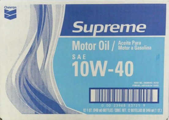 SN規格★シェブロン10W-40シュプリーム946mlx12本エンジンオイル