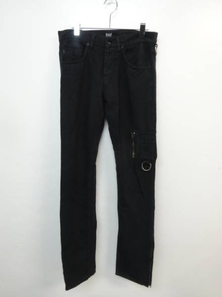 RAF SIMONS ラフシモンズ 加工 デニム パンツ 29 黒 margiela , 【公式 
