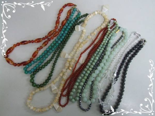 ★天然石/ビーズなど　ネックレス色々　10点まとめて◆サT2721★