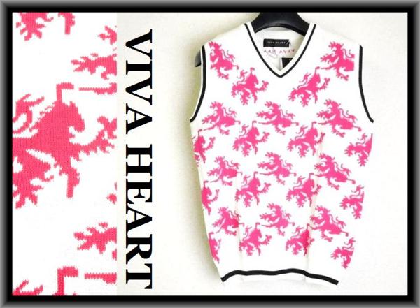 B9115 新品★VIVA HEART ビバハート★50(L)/ニット柄/ベストBT01