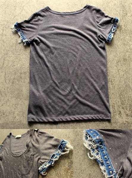 sacai luckデニム襟付きTシャツ 中古・古着通販】sacai luck (サカイラック) バックフレアウエスタン