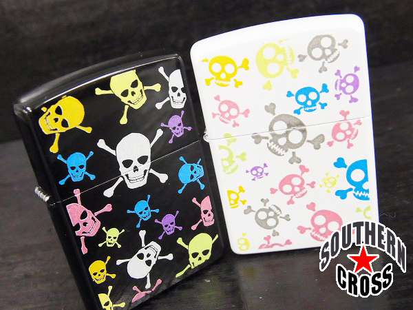 ジッポー SKULL PANIC モノグラム ホワイト ブラック 2点セット