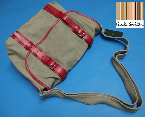 新品2.3万★ポールスミス 本革レザー切替ショルダーバッグ赤★