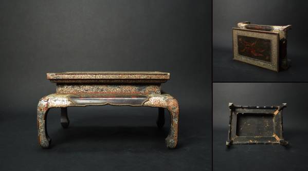 汲古社】旧家藏出 清代束腰螺鈿象嵌花台