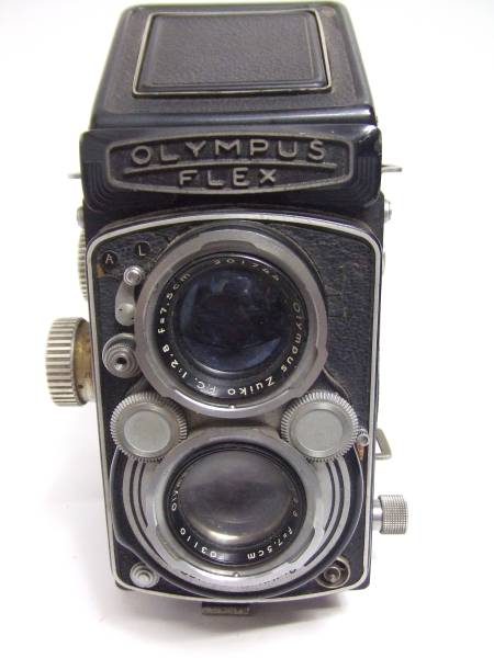 レトロ) OLYMPUS FLEX 二眼レフカメラ ジャンク。 ☆希少☆OLYMPUS