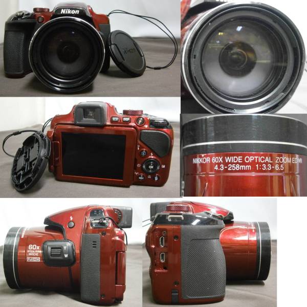 中古ジャンク Nikon デジタル カメラ Coolpix P600 赤 14年