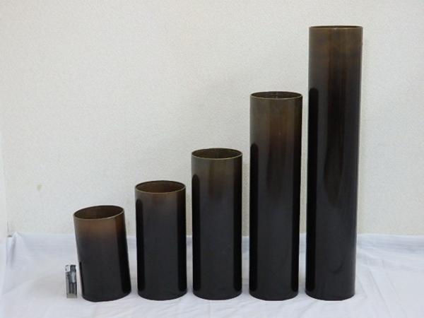 ○茶道具 華道具【銅製 五管筒】花入・花器 H20～63cm重厚！ 茶道具