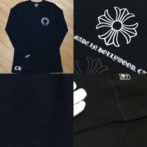 クロムハーツ CHプラス サーマル ロンT 長袖 Tシャツ 黒 S 本物 CHROME 